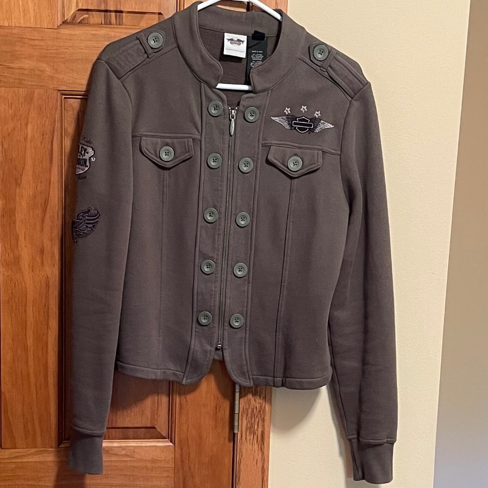Harley-Davidson Army Green Zip Up - Size L